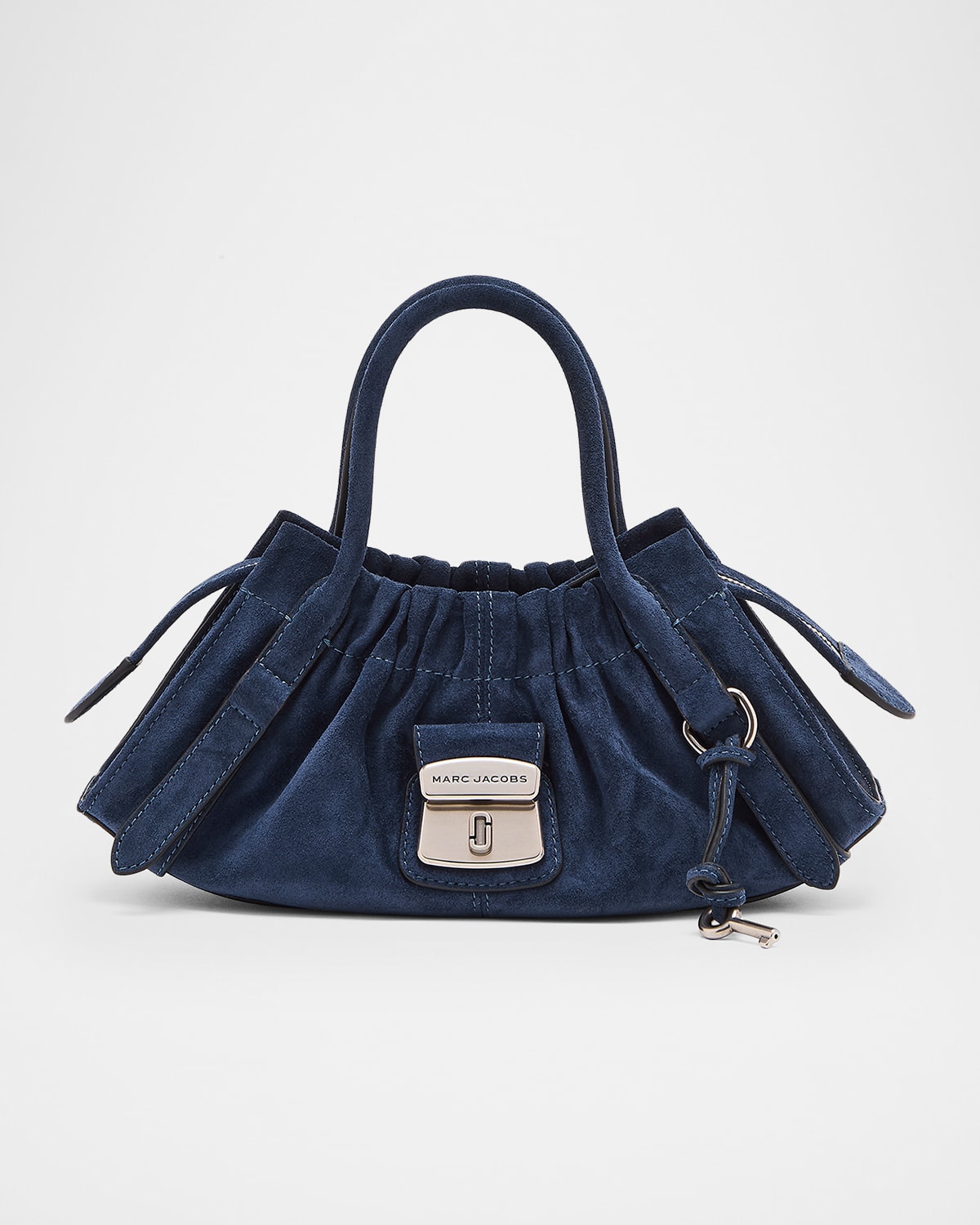 Marc Jacobs The Cristina Small Ruched Suede Satchel Shoulder Bag In Blue