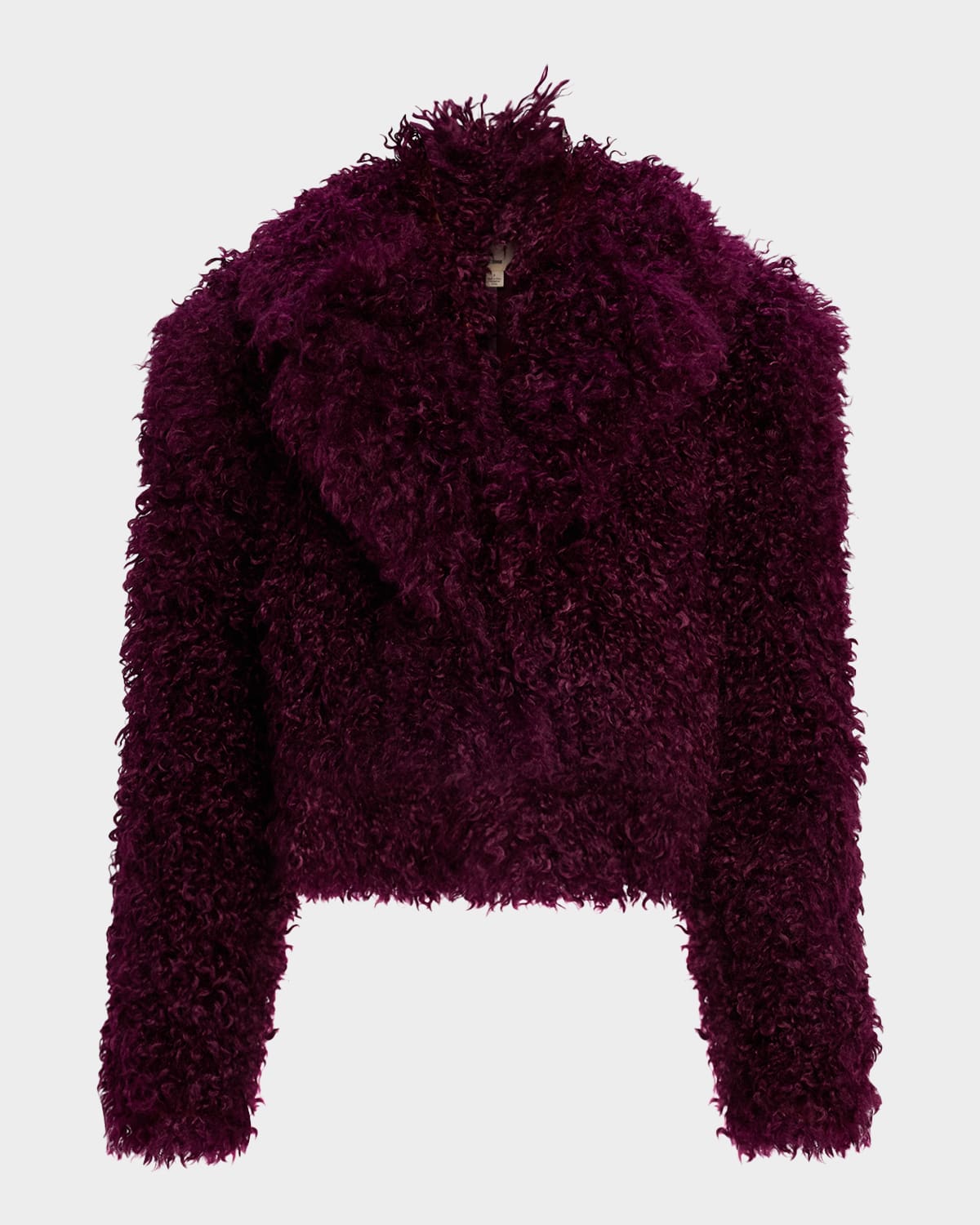 L'agence Aura Cropped Faux Fur Jacket In Burgundy