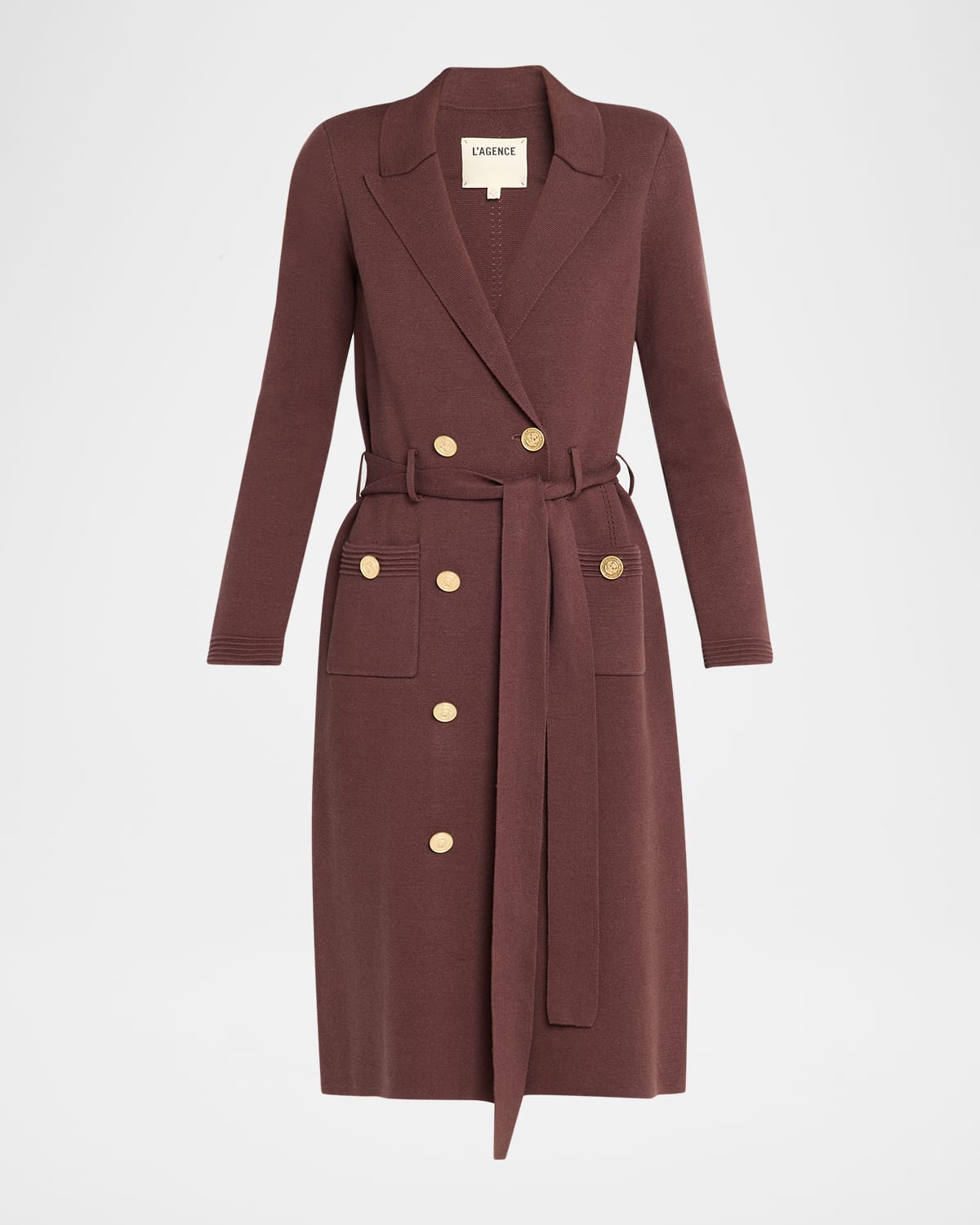 L'agence Isabel Knit Coat In Burgundy