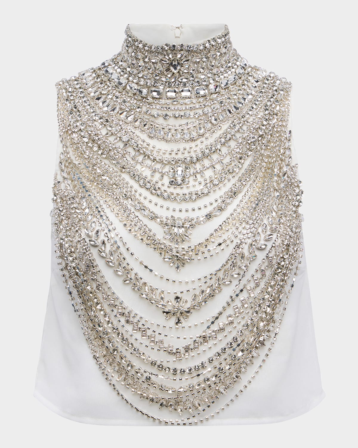 L'agence Yun Draped Crystal Sleeveless Crop Top In Multi