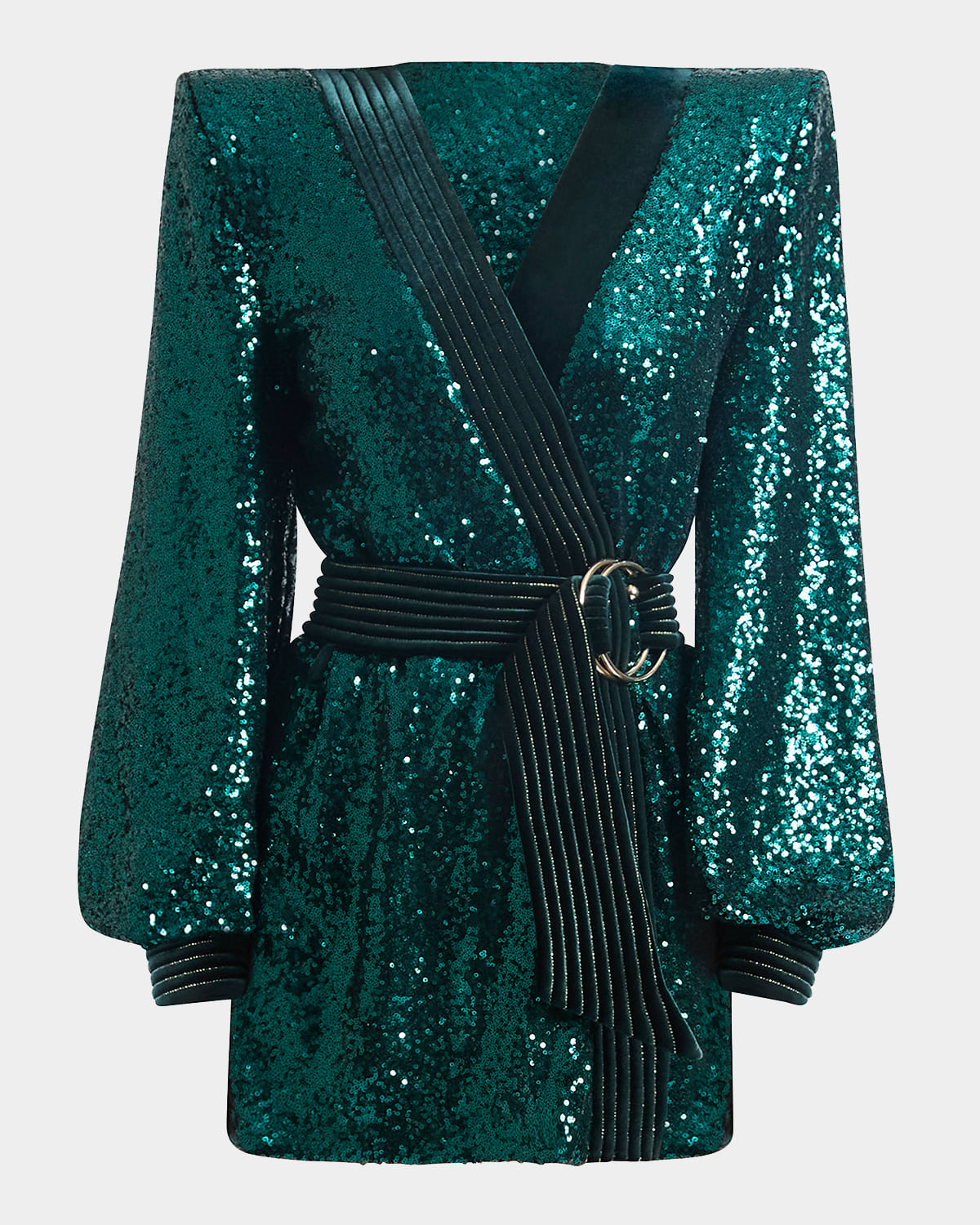 Zhivago Cala Conta Sequined Wrap Mini Dress In Green