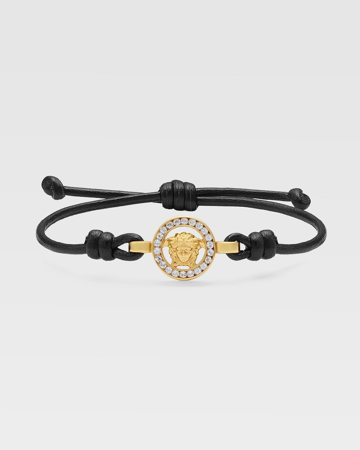 Versace Leather, Metal & Strass Medusa Bracelet