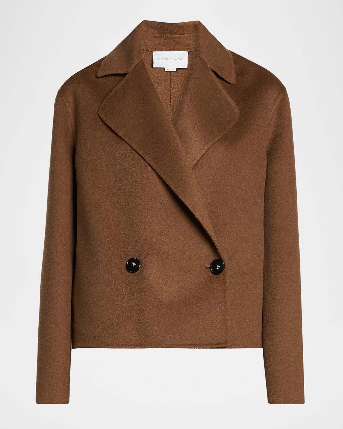 Double-Breasted Short Wool Peacoat