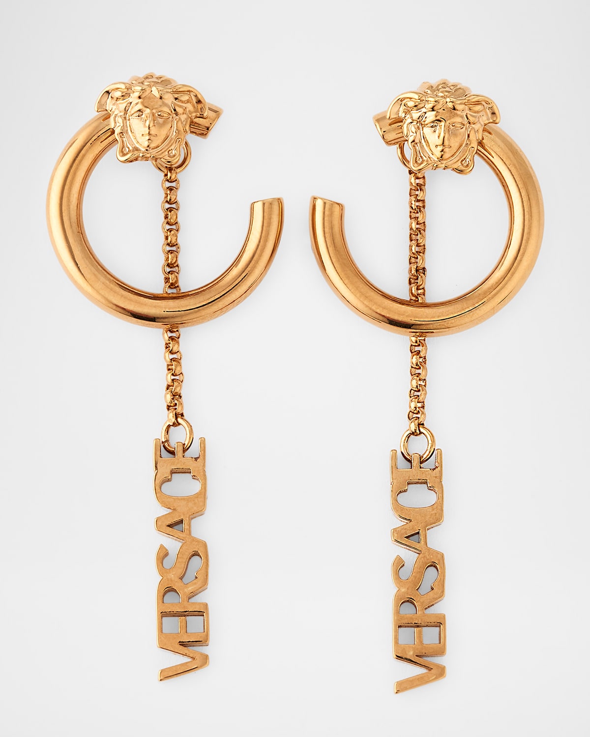 Versace Long Logo Earrings with Detachable Rings