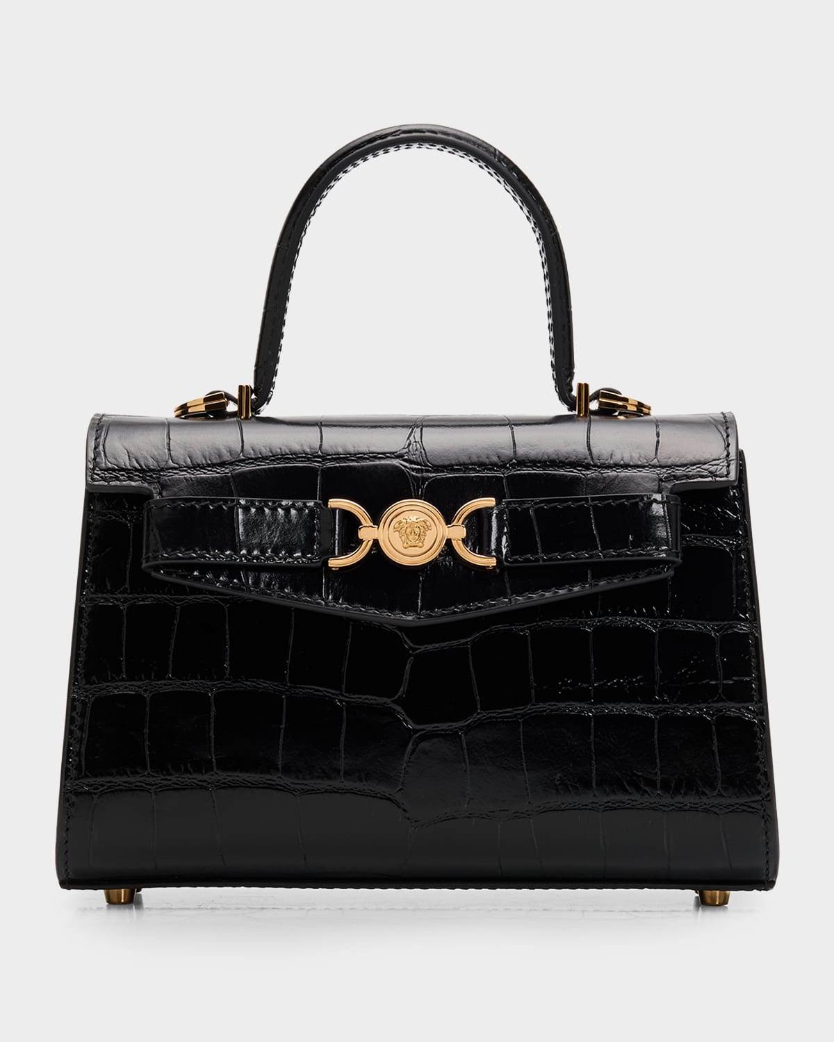 Versace Medusa '95 Croc-Embossed Leather Top-Handle Bag