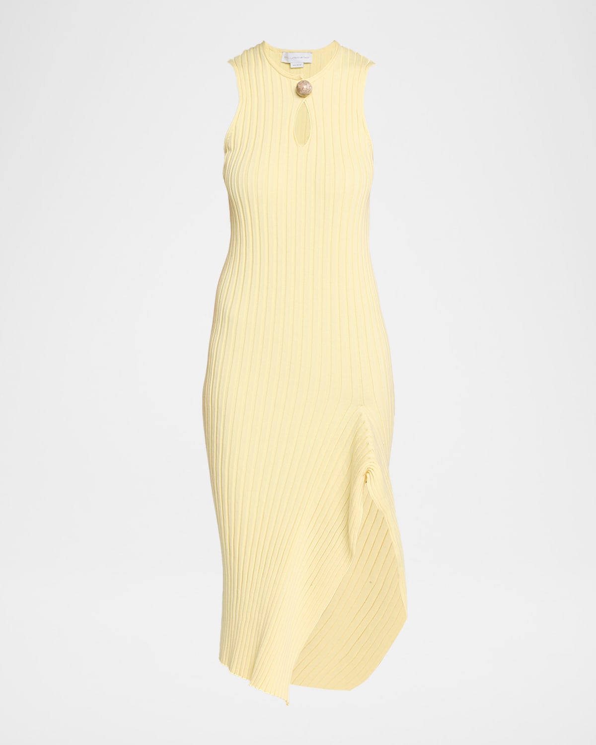 Stella McCartney Sleeveless Cotton Ribbed Slit Midi Dress