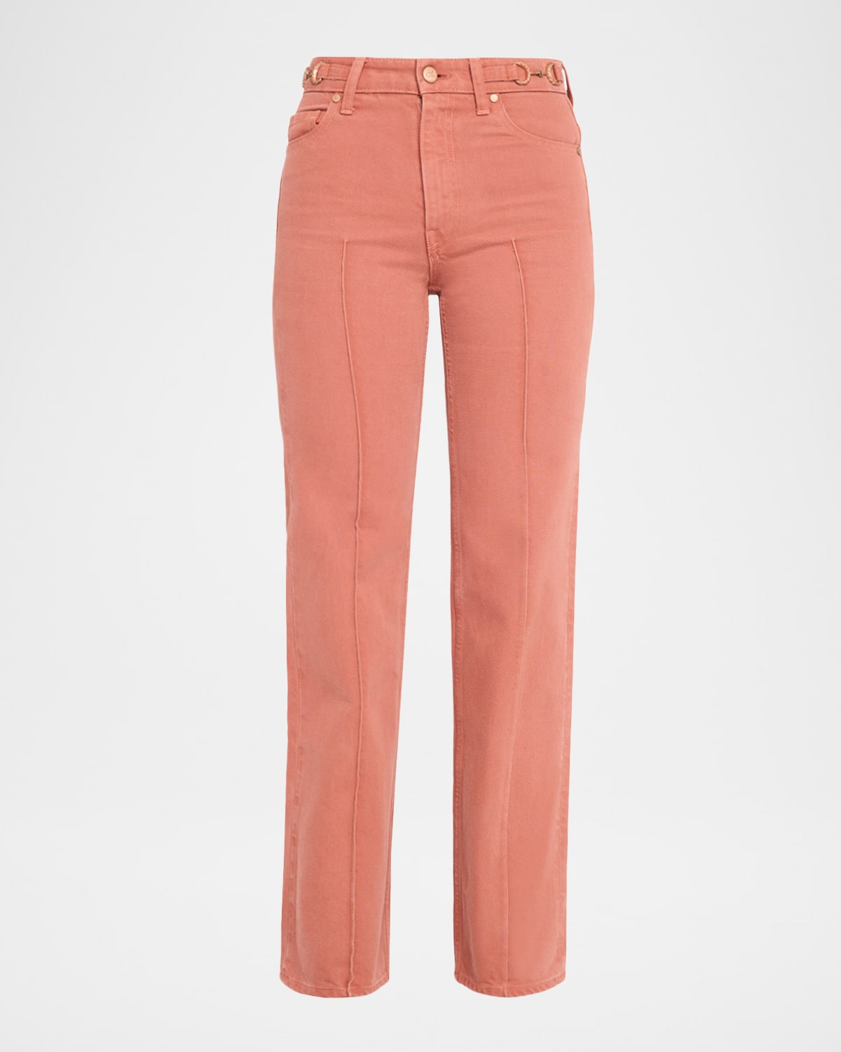 Ulla Johnson Agatha Pintuck Straight-leg Jeans In Pink