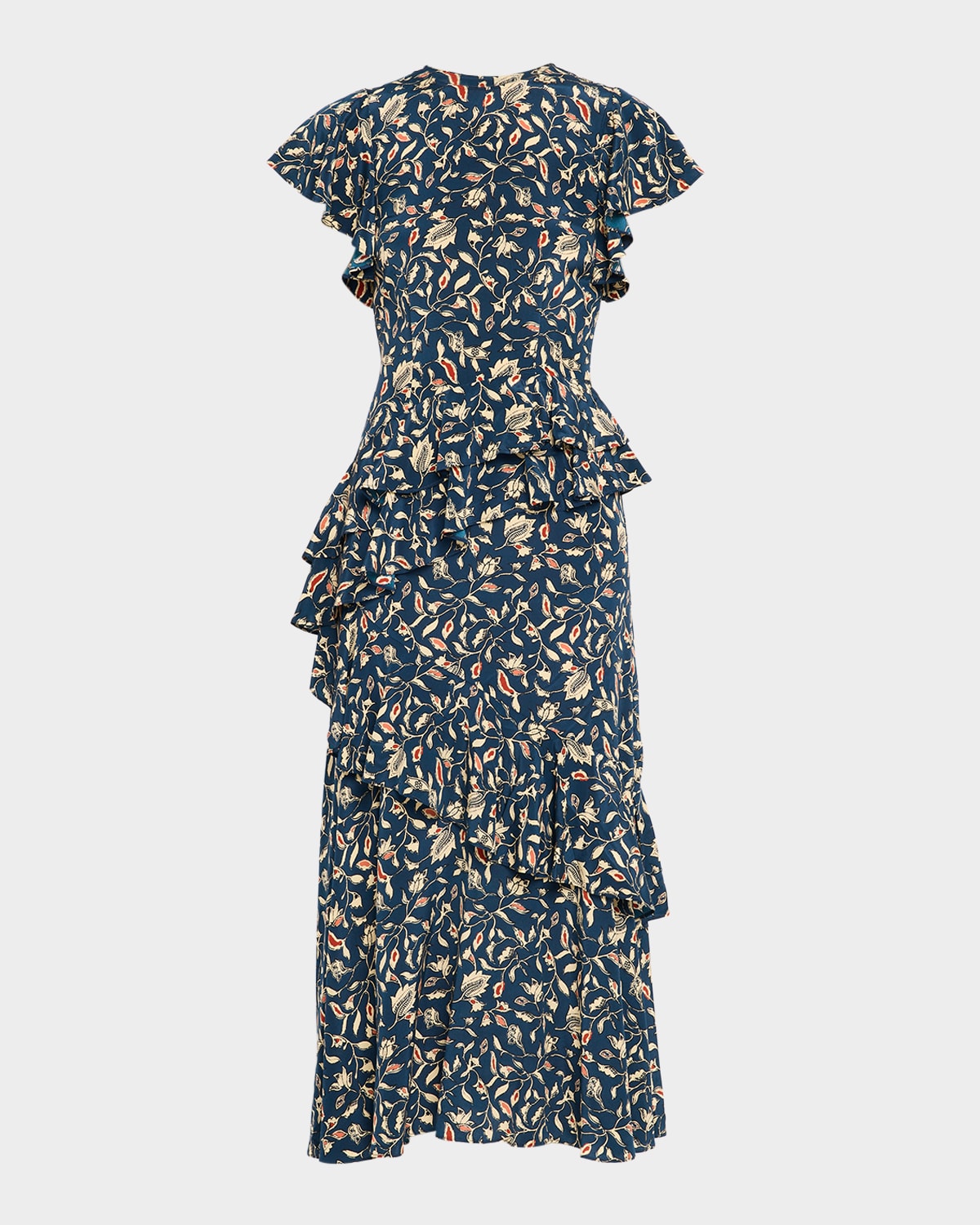 Ulla Johnson Amaia Cascading Ruffle Midi Dress In Multi