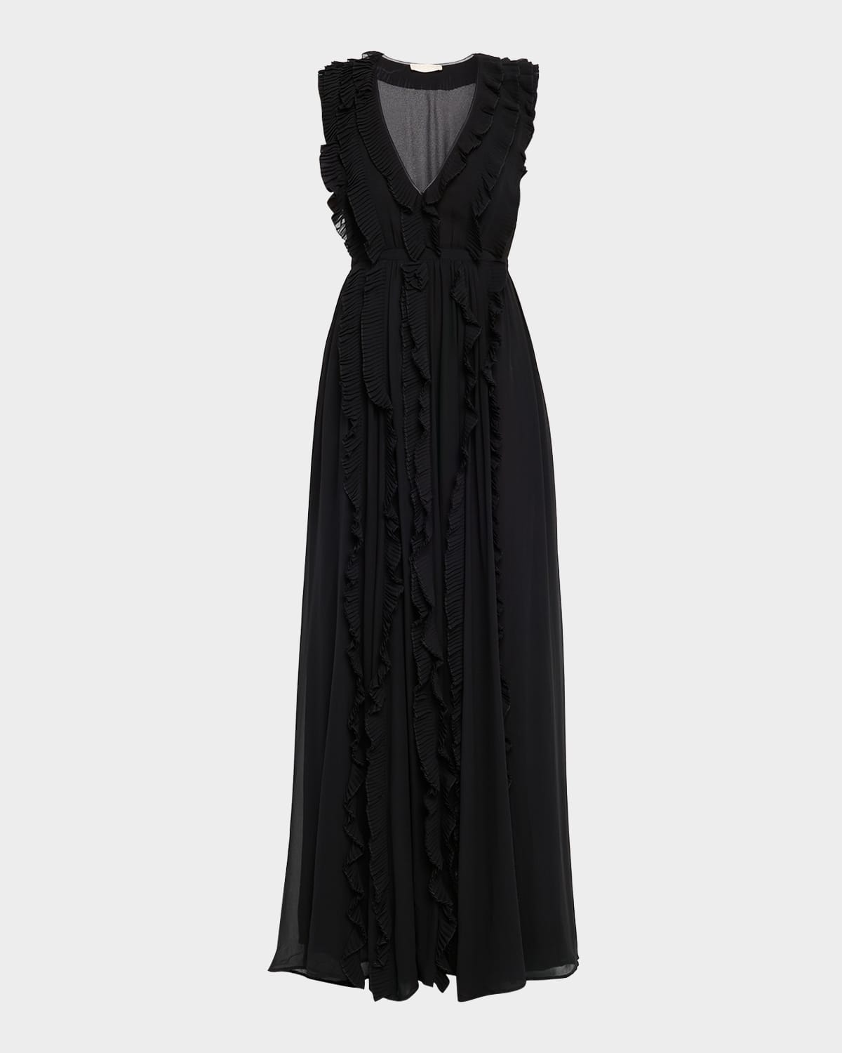 Ulla Johnson Aida Cascading Ruffle Gown In Black