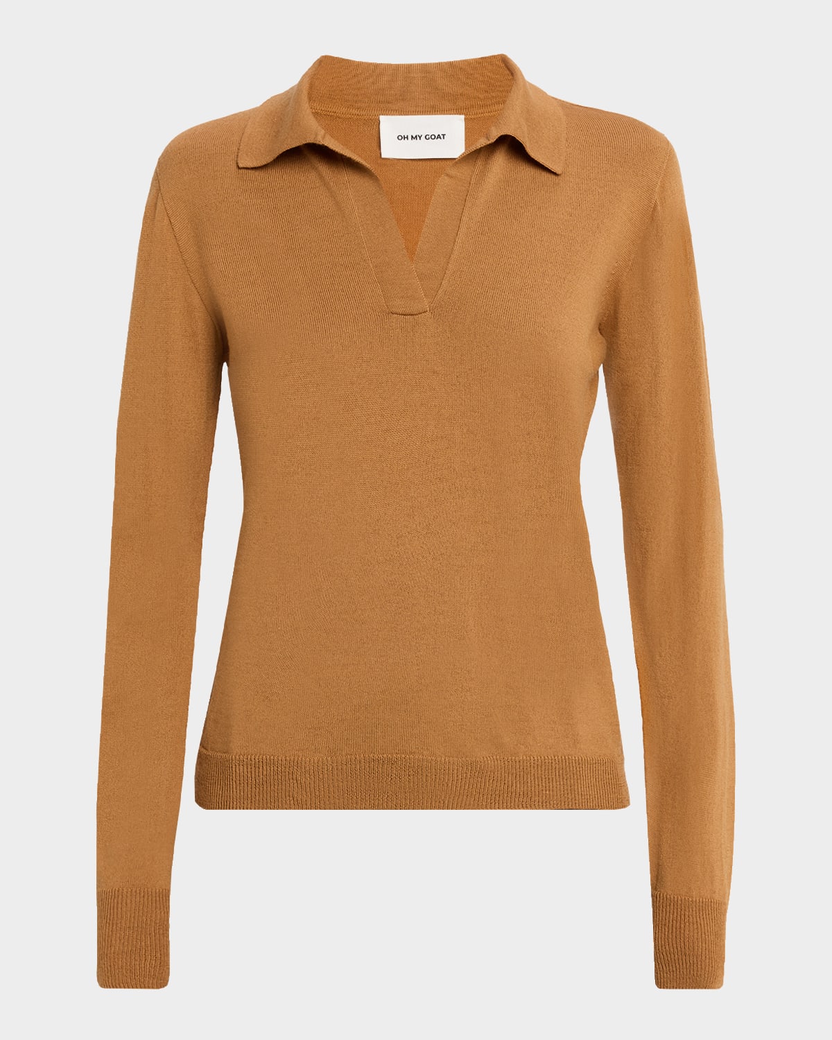 Oh My Goat Merino Wool Polo Sweater In Brown
