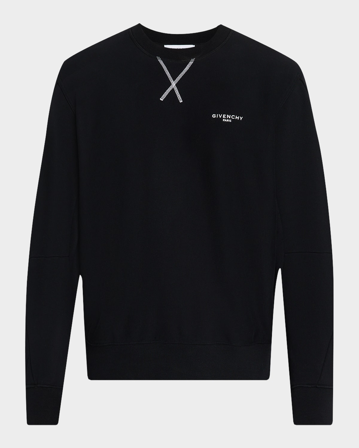 Givenchy Crew Neck Long Sleeve Ribbed Sweatshirt In Black