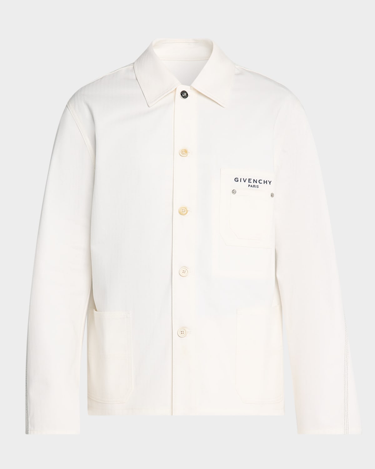 Givenchy Men's Logo-pocket Poplin Shirt In White
