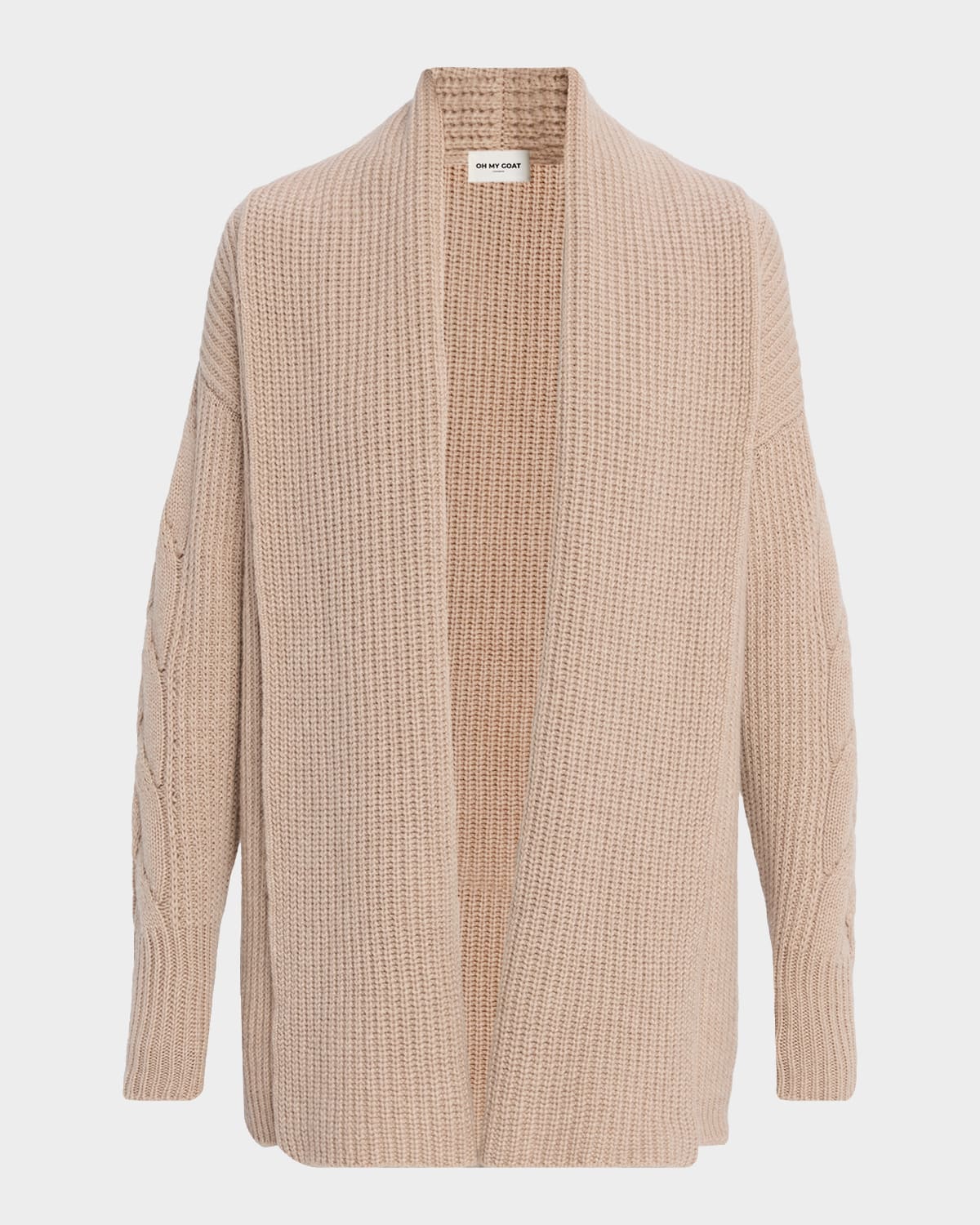 Oh My Goat Open-front Cashmere Rib Knit Cardigan In Neutral