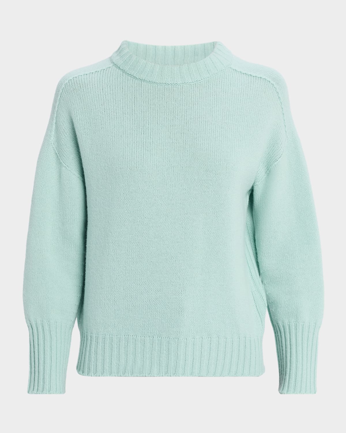 Oh My Goat Crewneck Chunky Rib-trim Cashmere Sweater In Blue