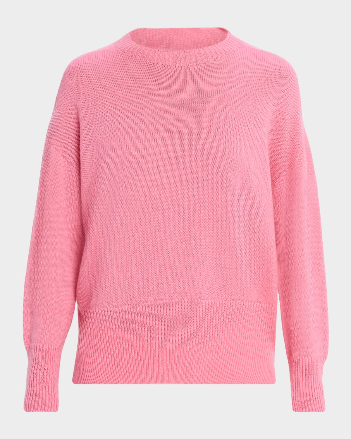 Oh My Goat Crewneck Chunky Rib-trim Cashmere Sweater In Pink