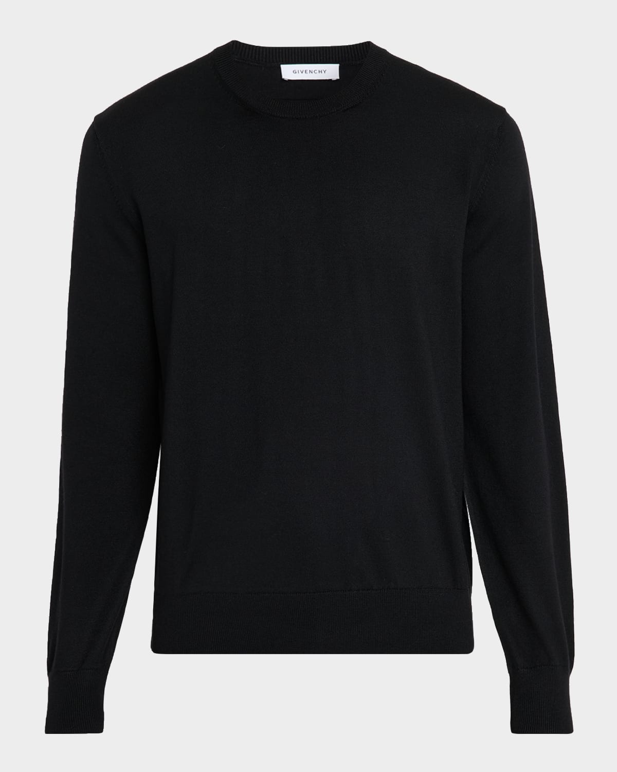 Givenchy Men's Wool Knit Grosgrain-trim Crewneck Sweater In Black