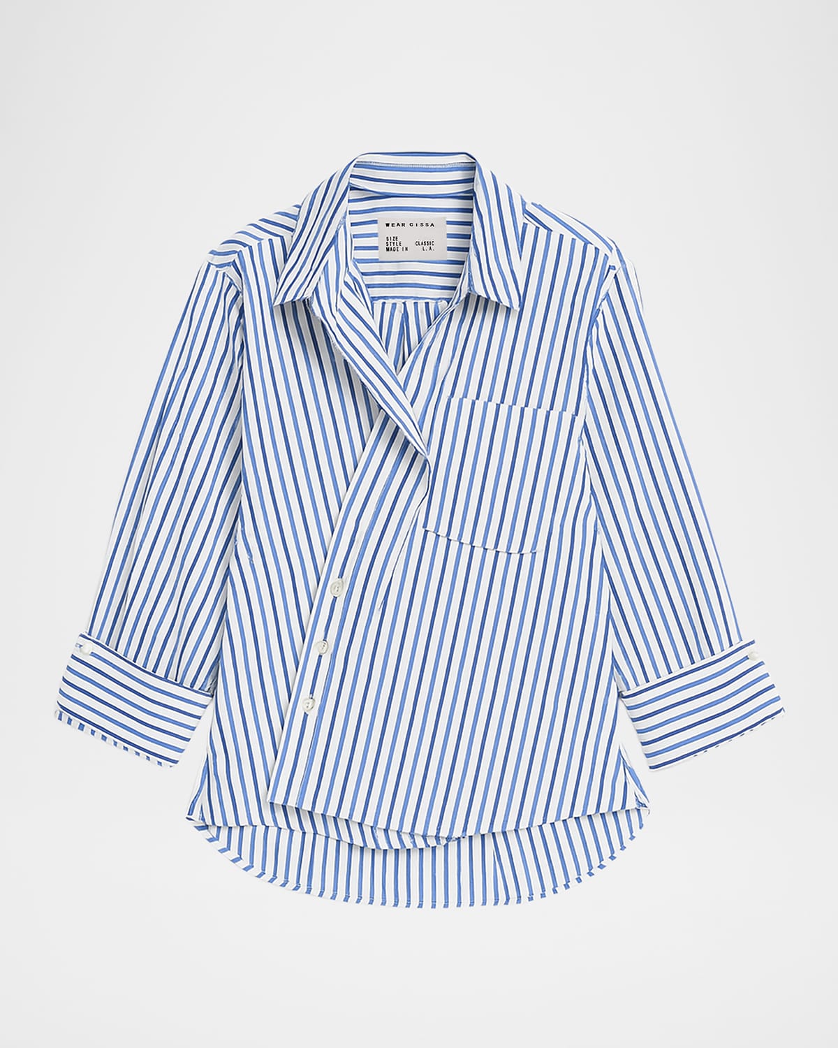 Cissa The Striped Wrap Overshirt In Blue