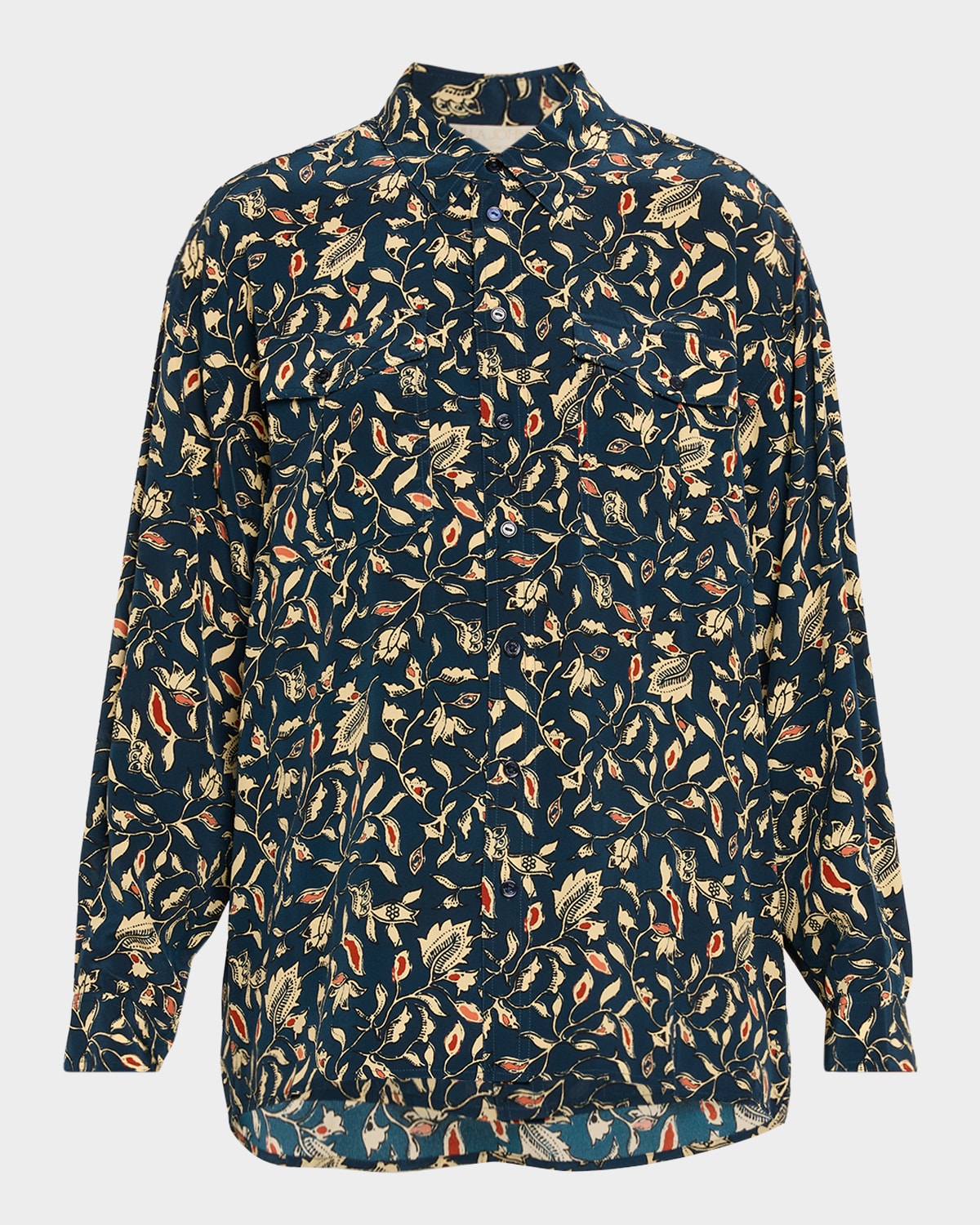 Ulla Johnson Soren Floral Silk Button-front Shirt