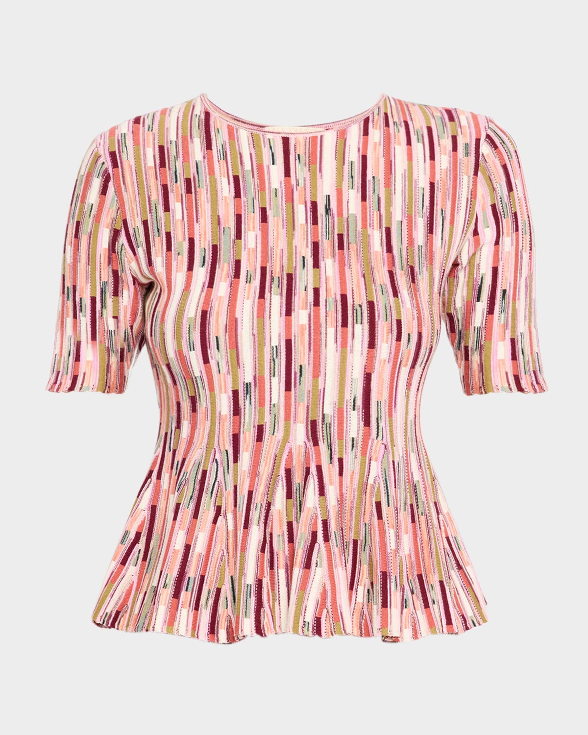 Ulla Johnson Samira Spaced-dyed Knit Short-sleeve Top In Pink