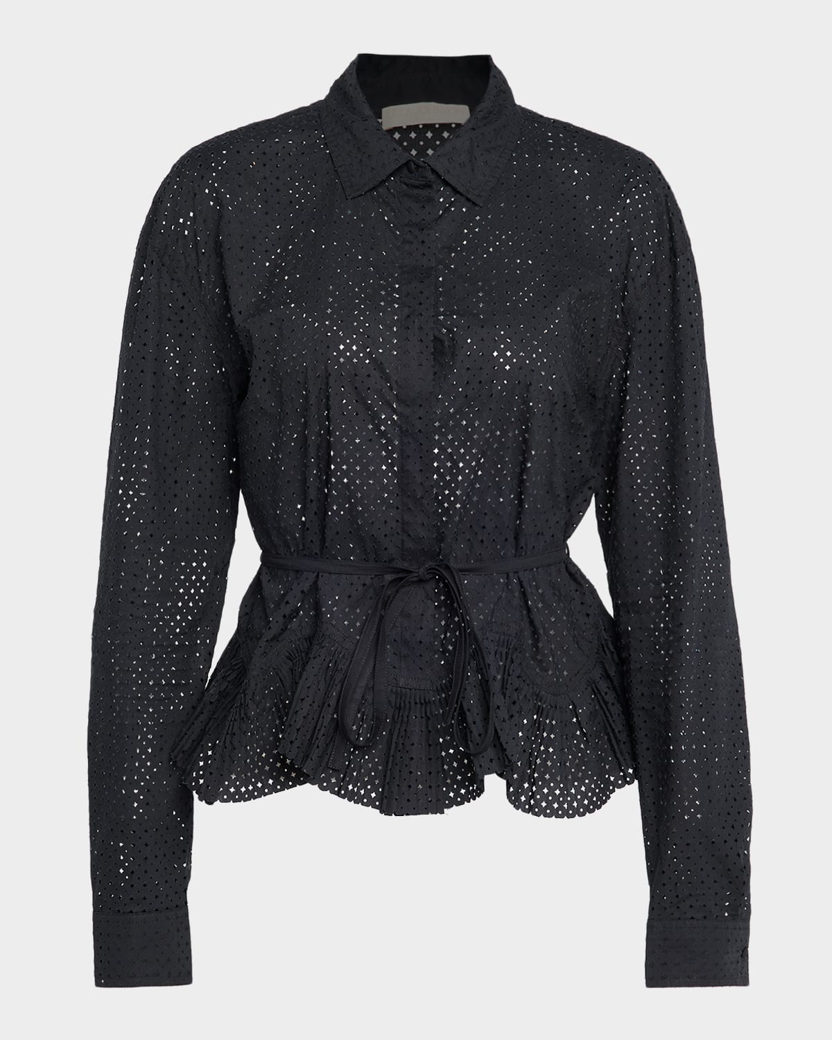 Ulla Johnson Kelila Long-sleeve Button-front Cotton Top In Black