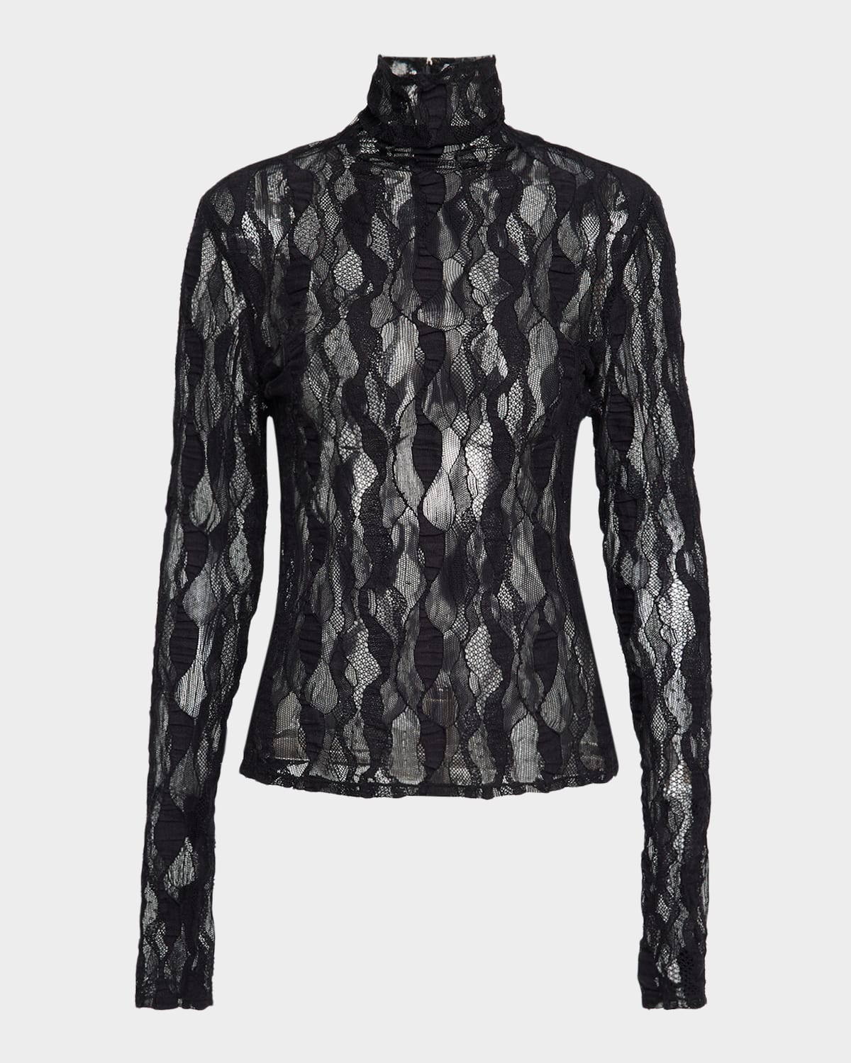 Ulla Johnson Ulyssa Lace Mesh Turtleneck In Black