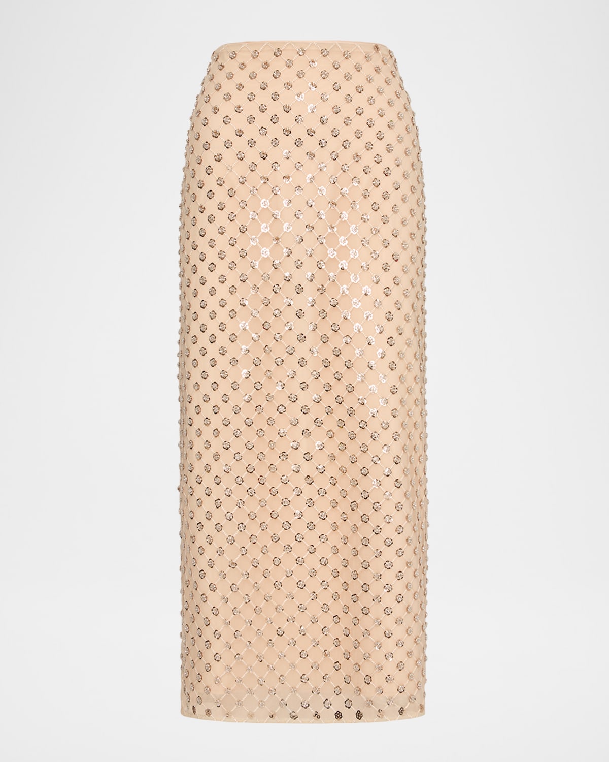 Milly Rosemary Sequin Embroidered Midi Skirt In Brown