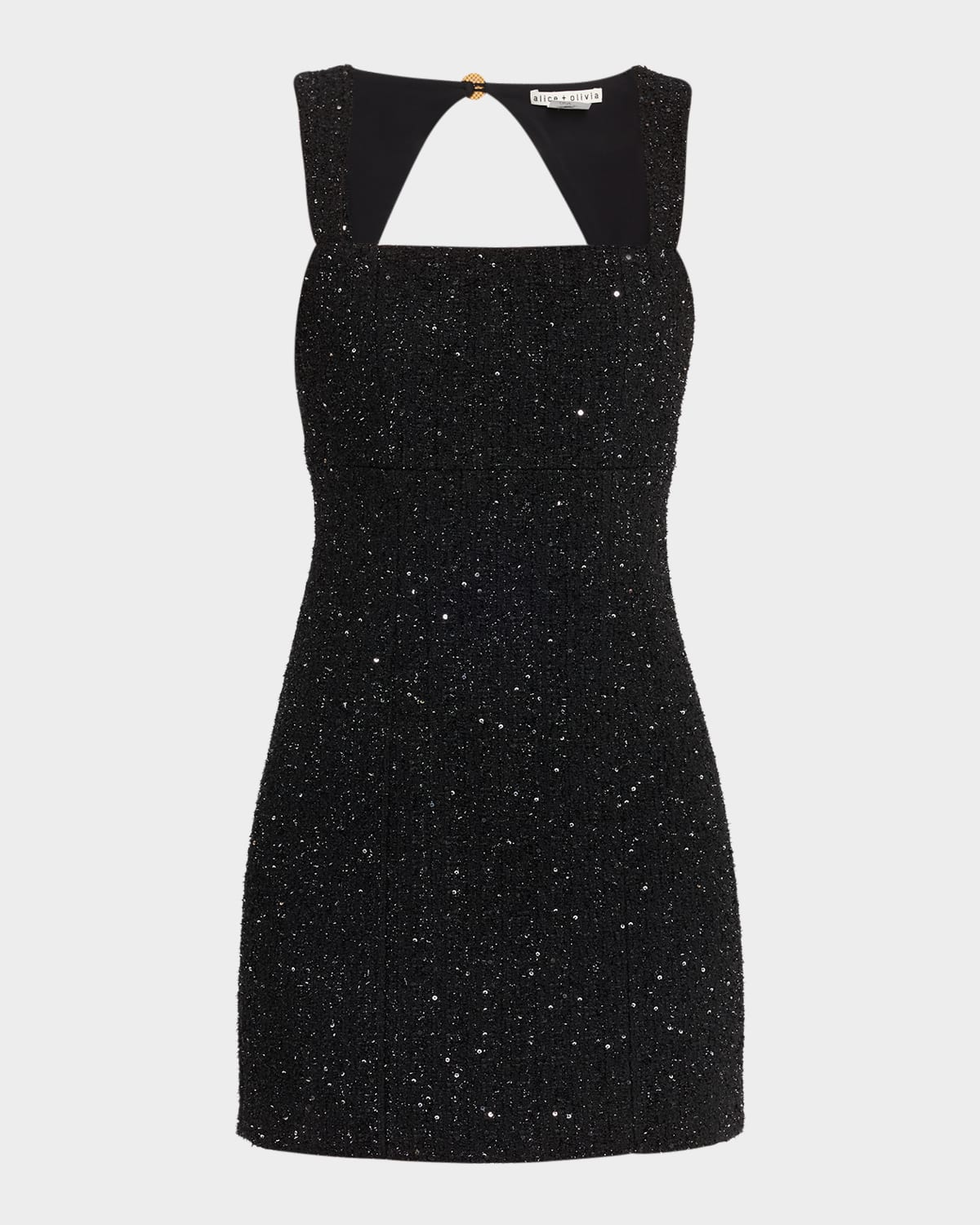 Alice And Olivia Keria Fitted Tweed Mini Dress In Black