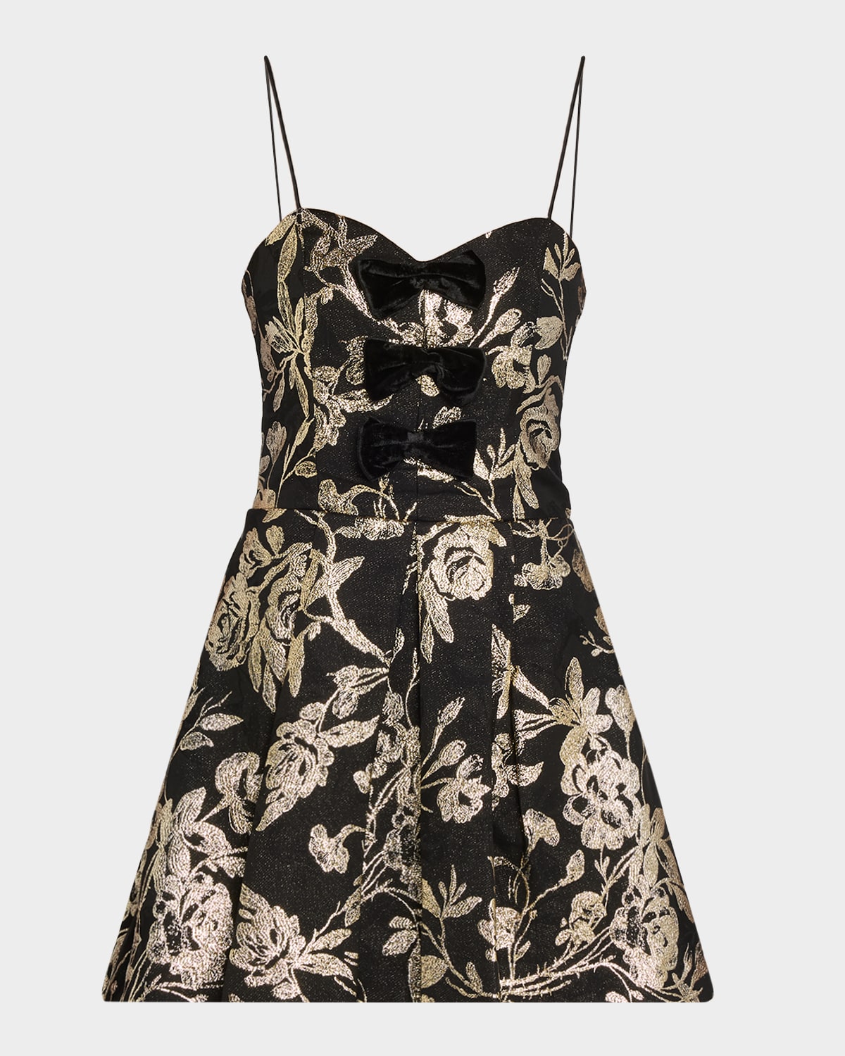 ALICE + OLIVIA Daniela Floral Metallic Bow-Front Mini Dress