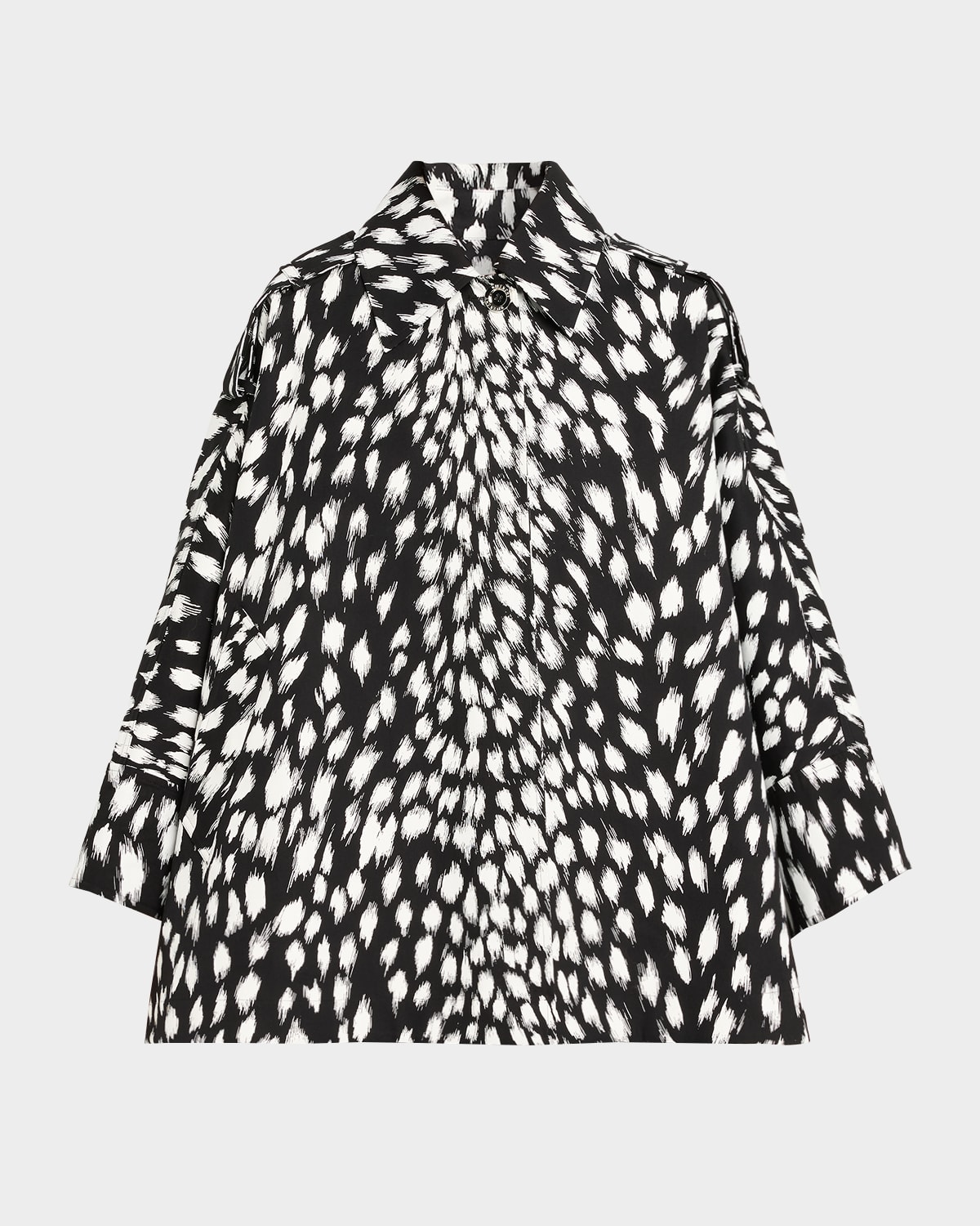 Givenchy Animal Print Cocoon Trench Coat In Black