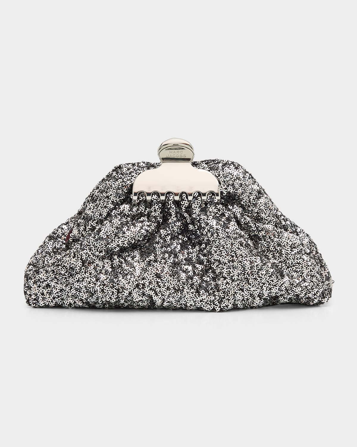 Marc Jacobs The Sequin Glam Small Clutch Bag In Silver
