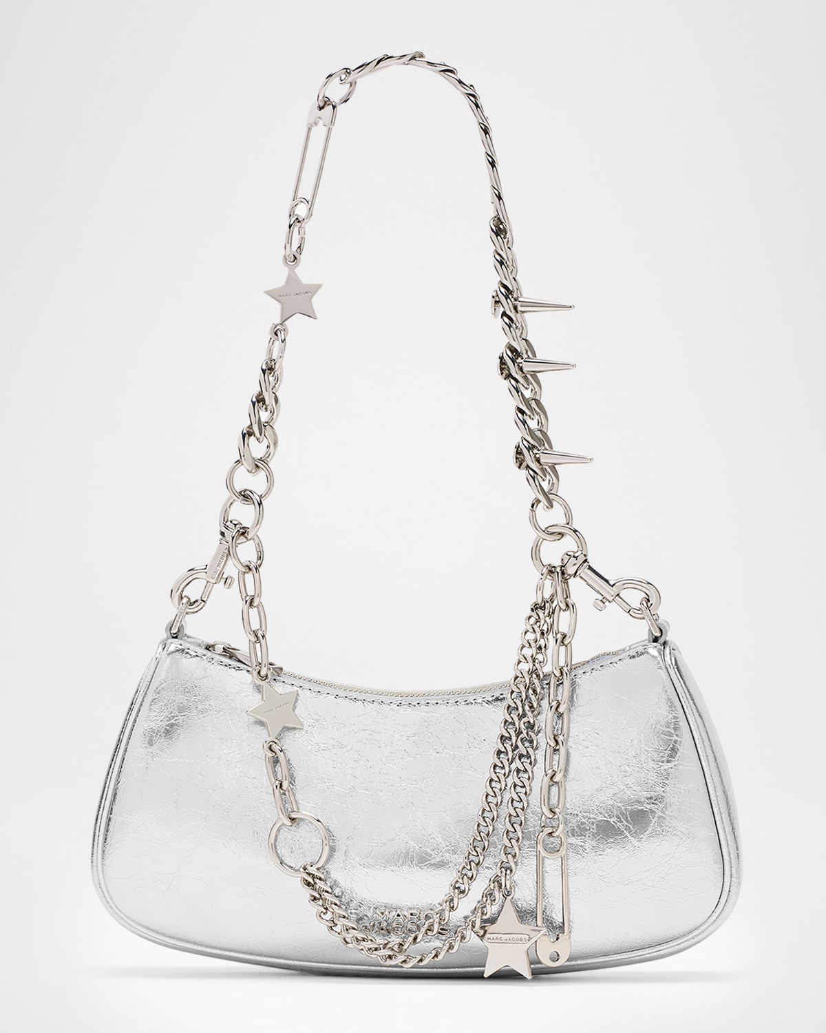 Marc Jacobs The Metallic Charm Shoulder Bag In Silver