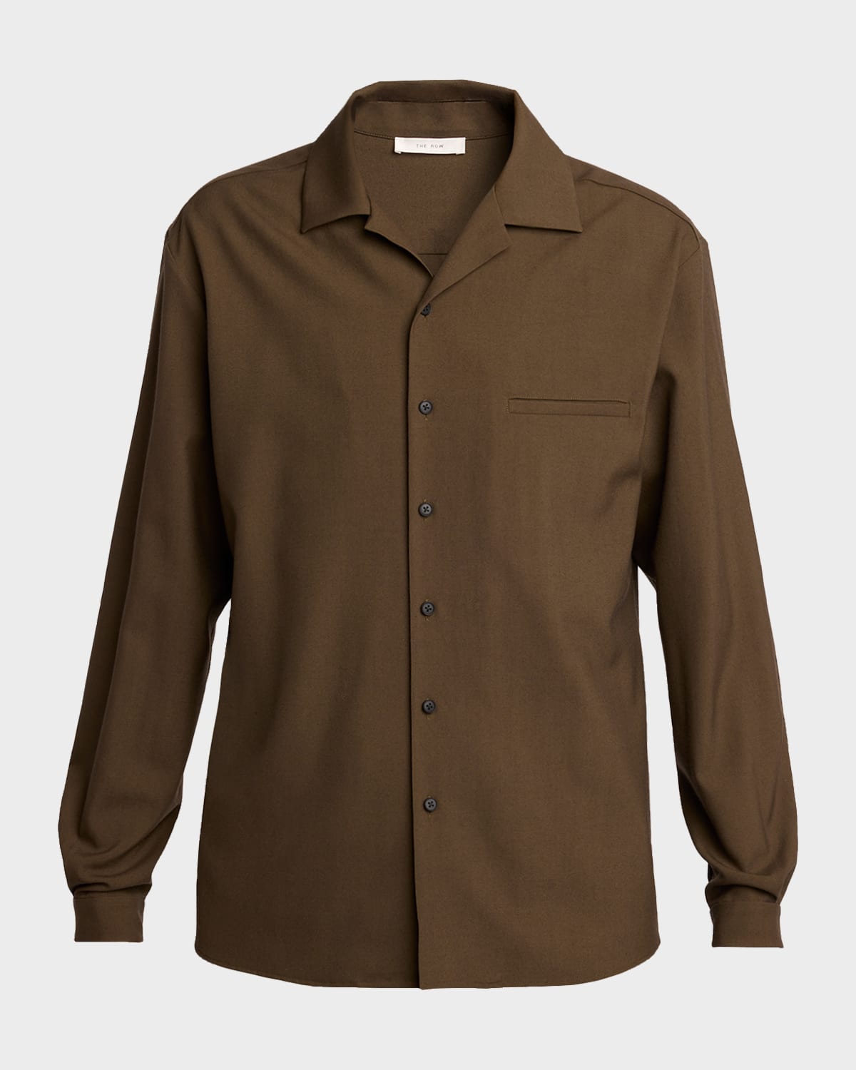 The Row Men's Kanta Wool Notch-collar Button-down Shirt In Brown