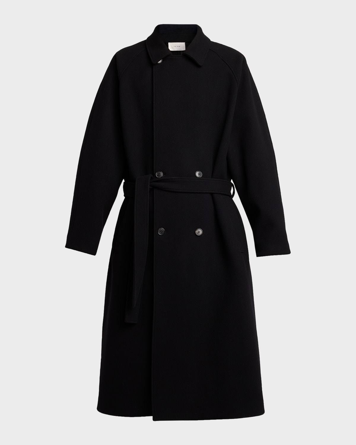 The Row Men's Wool Belted Double-breasted Coat In Black