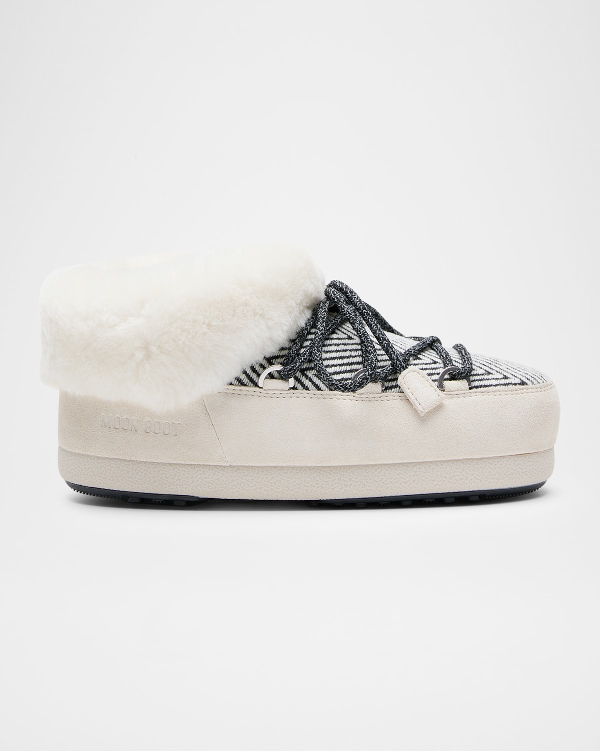 Moon Boot X Guest In Residence Evx Suede Faux Fur Mules In White