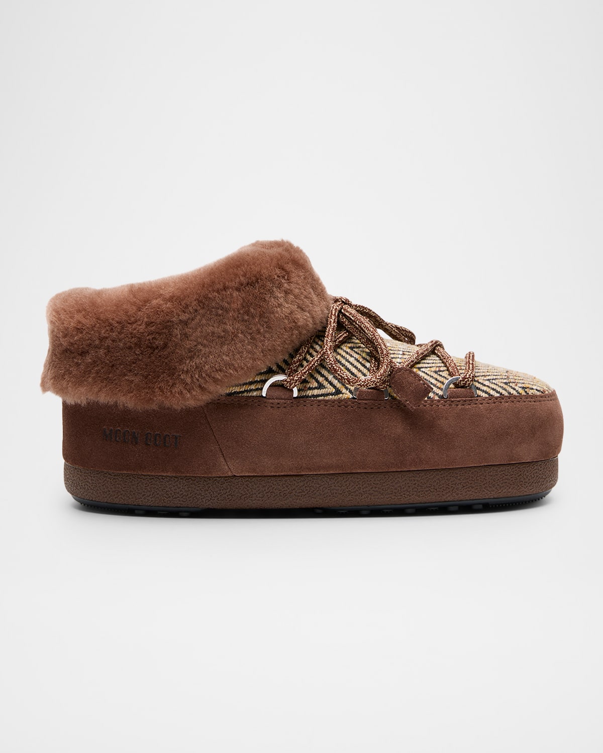 Moon Boot X Guest In Residence Evx Suede Faux Fur Mules In Brown