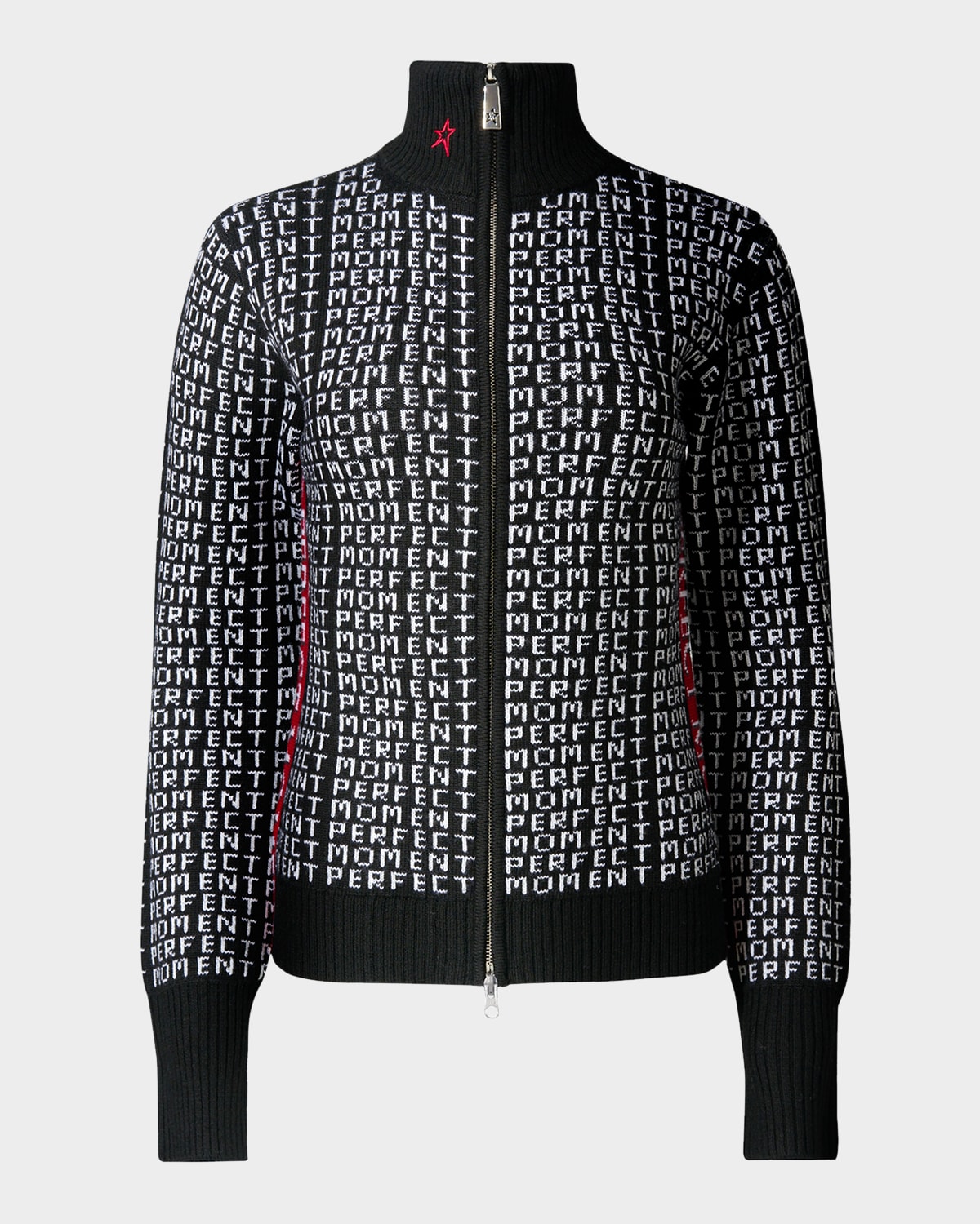 Perfect Moment Monogram Merino Wool Knit Zip Sweater