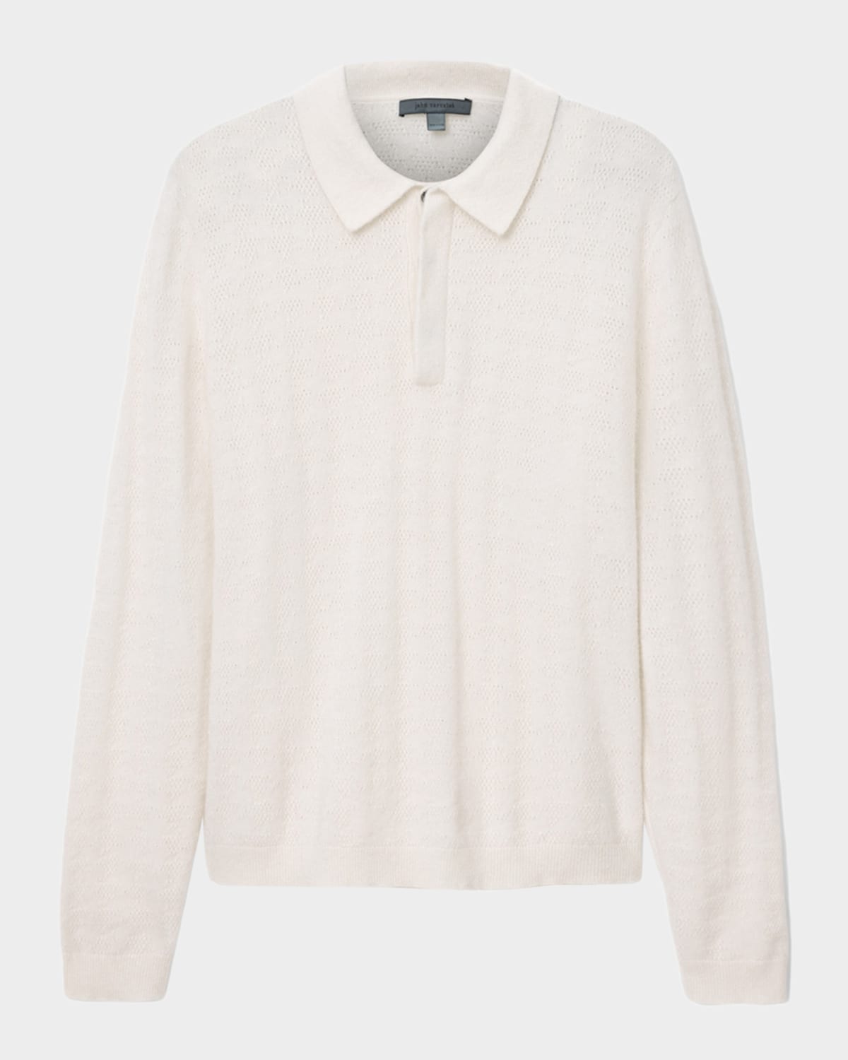 John Varvatos Men 's Macra Cashmere and Cotton Houndstooth Jacquard Polo Shirt