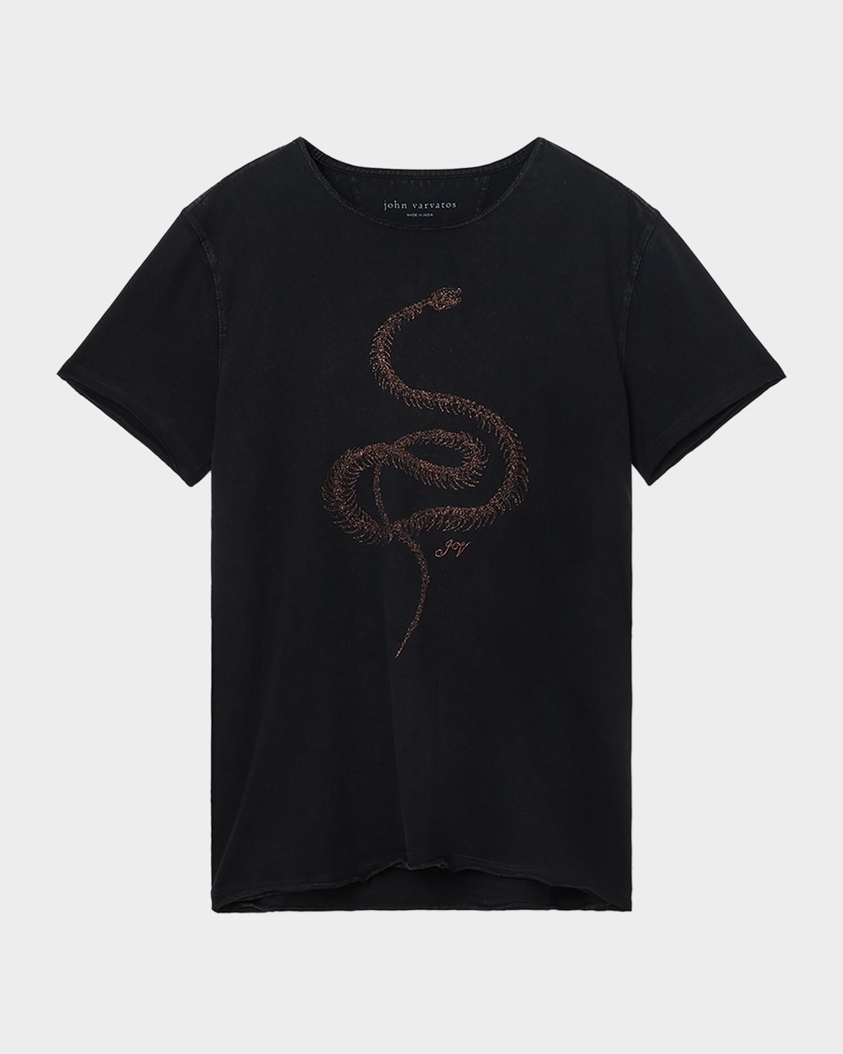 John Varvatos Men 's Fine Line Embroidered Snake T-Shirt