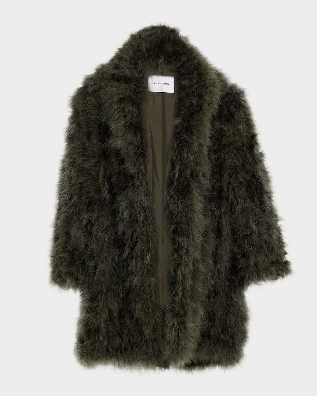 Yves Salomon Feather Shawl-Collar Coat