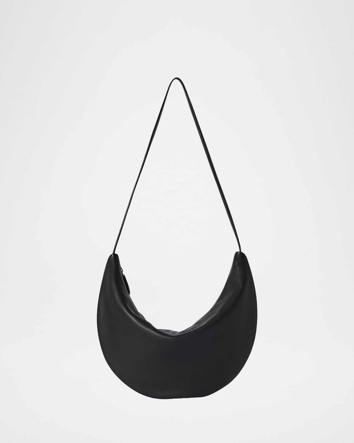 The Row Izzy Small Crescent Shoulder Bag In Leather In Black