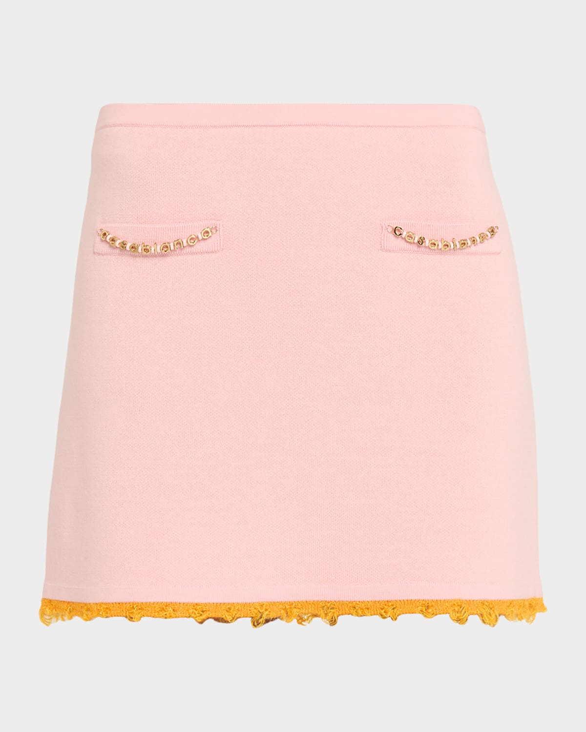 Casablanca Frayed Double-faced Wool Mini Skirt In Pink