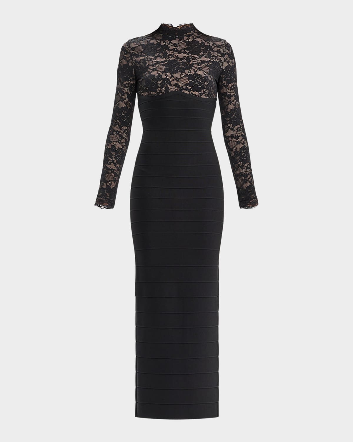 Herve Leger The Maisie Lace Bandage Gown In Black