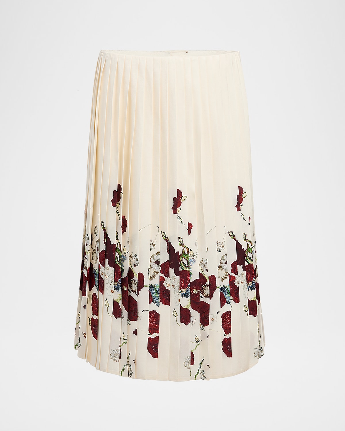 Khaite Anya Floral Pleated Midi Skirt In Multi