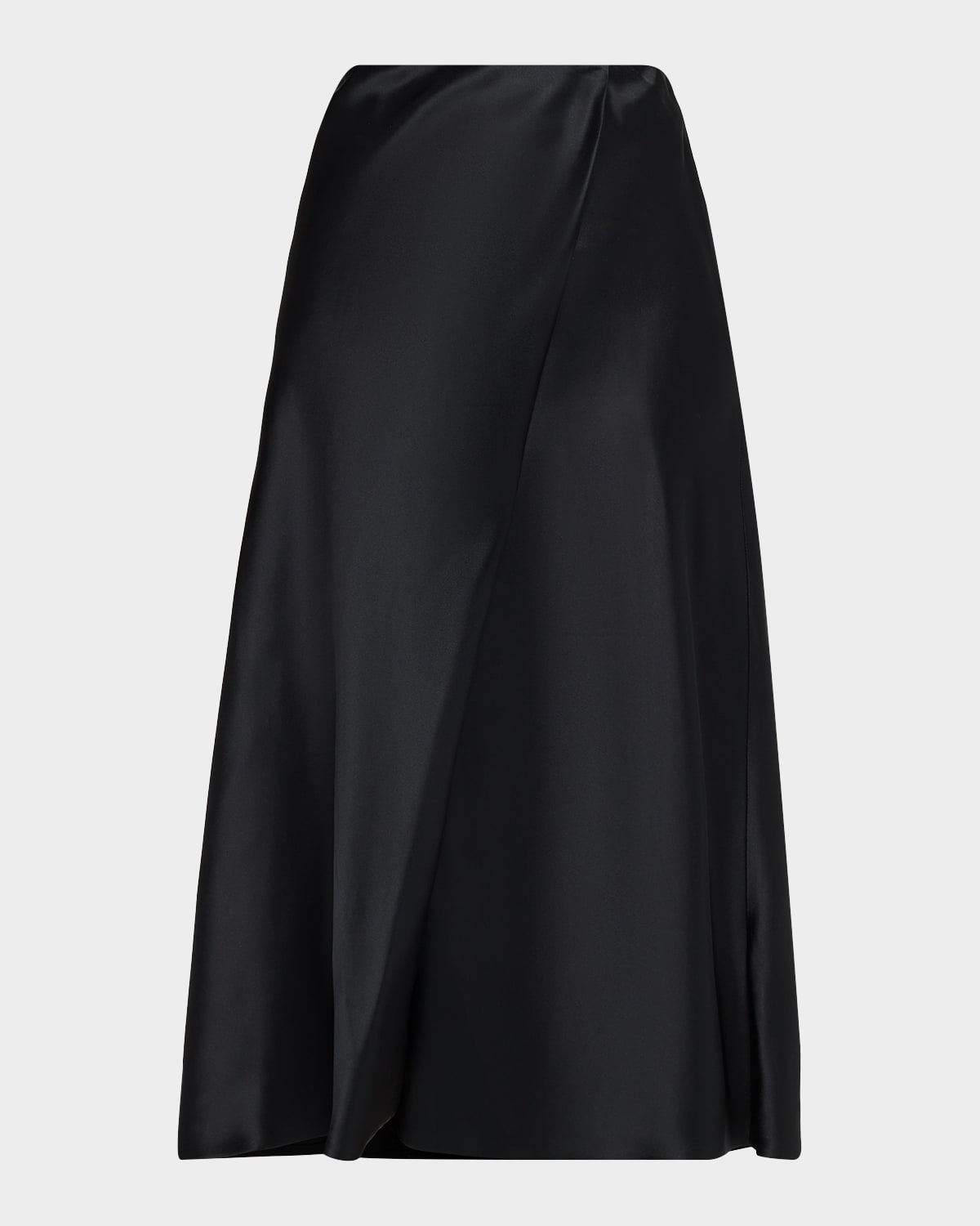 Khaite Demi Satin Midi Wrap Skirt In Black