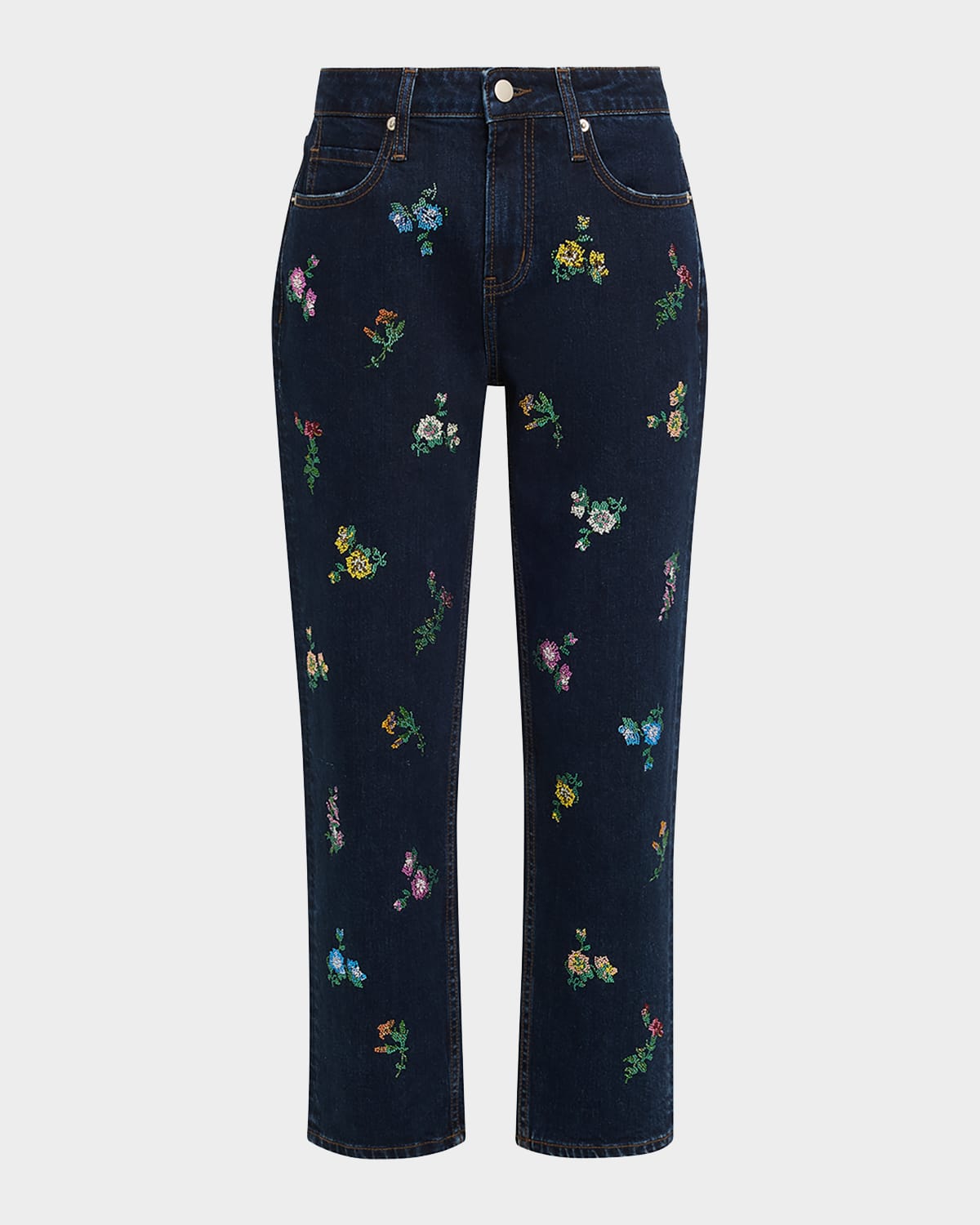 Libertine Joy And Mirth Embellished Straight-leg Ankle Boyfriend Jeans In Purple