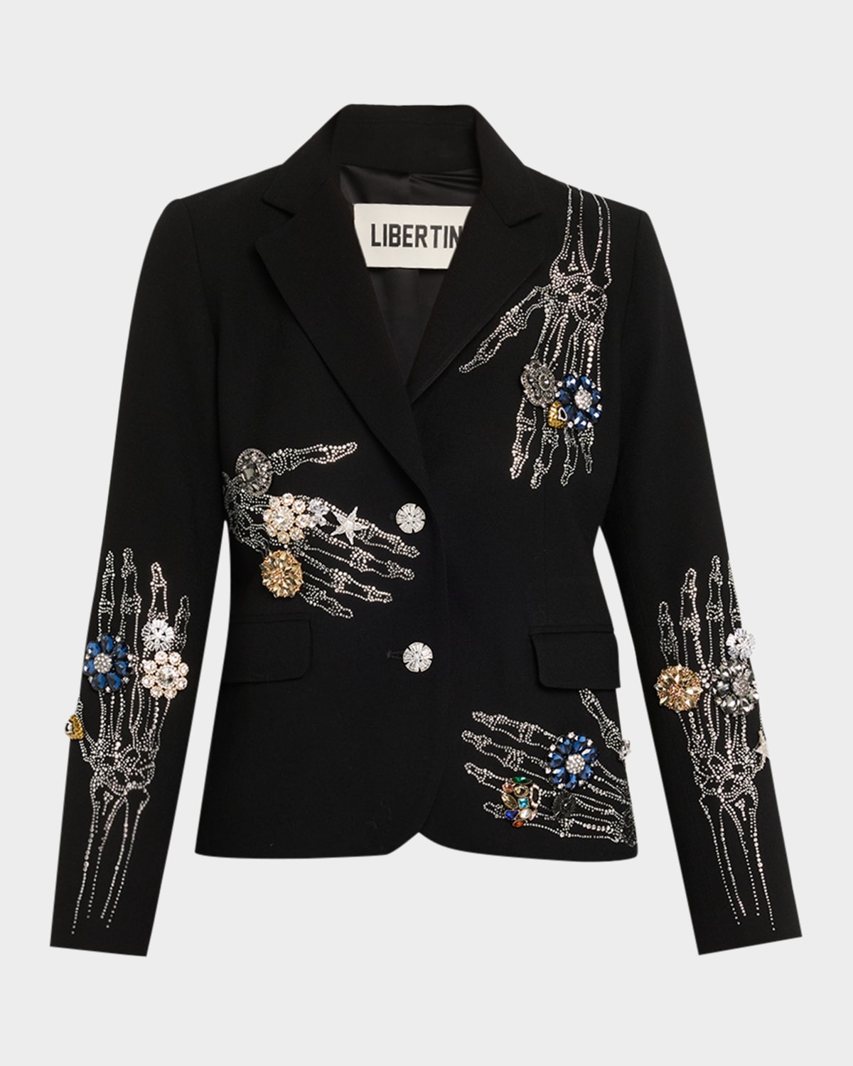 Libertine Buried Treasure Embellished Single-breasted Short Blazer In Black