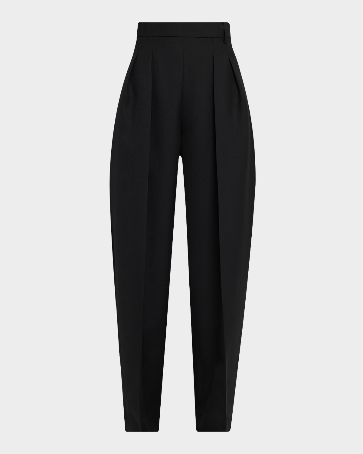 Khaite Dugan Pleated Tapered-leg Ankle Pants In Black