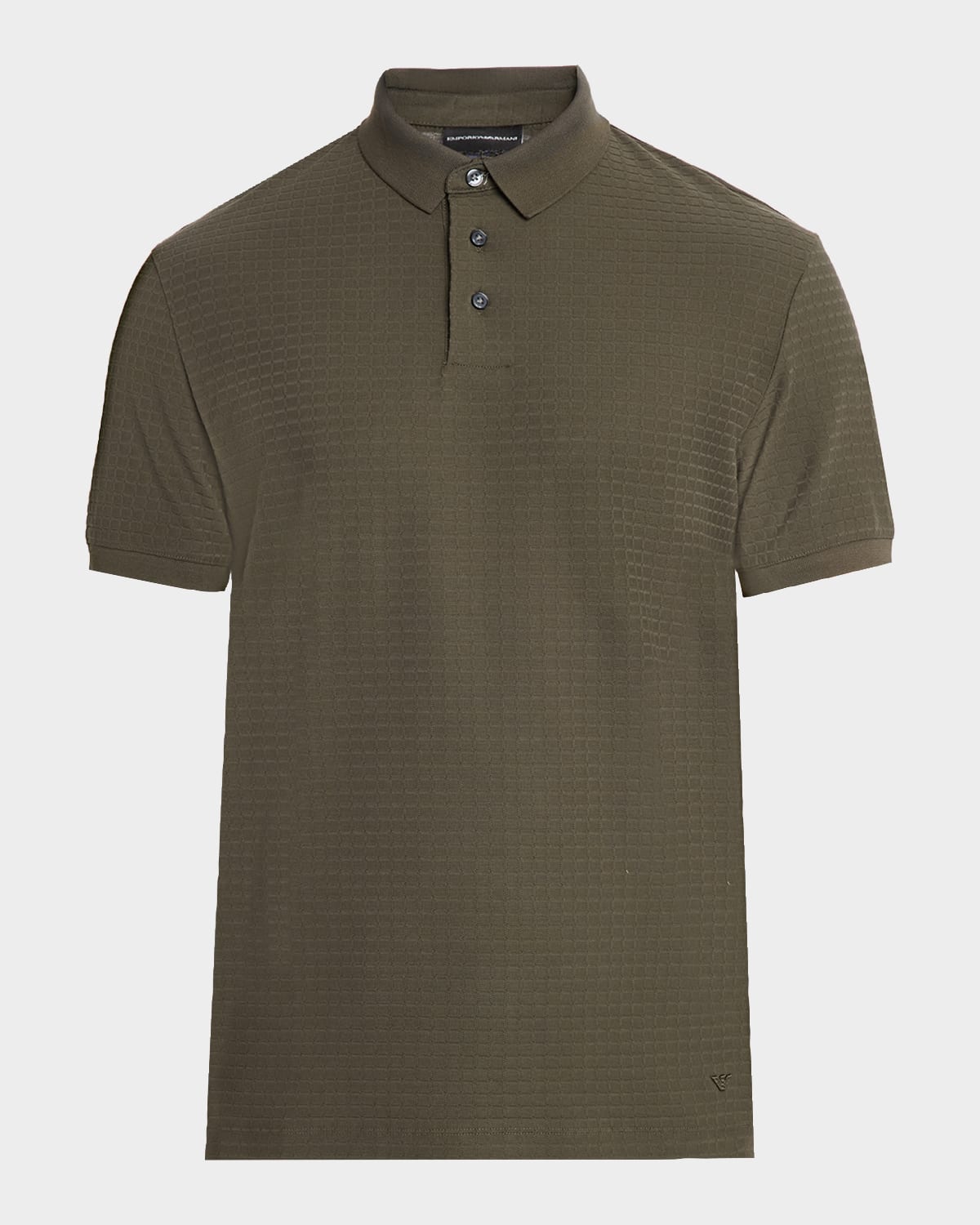 Emporio Armani Men's Grid Check Jacquard Jersey Polo Shirt In Green
