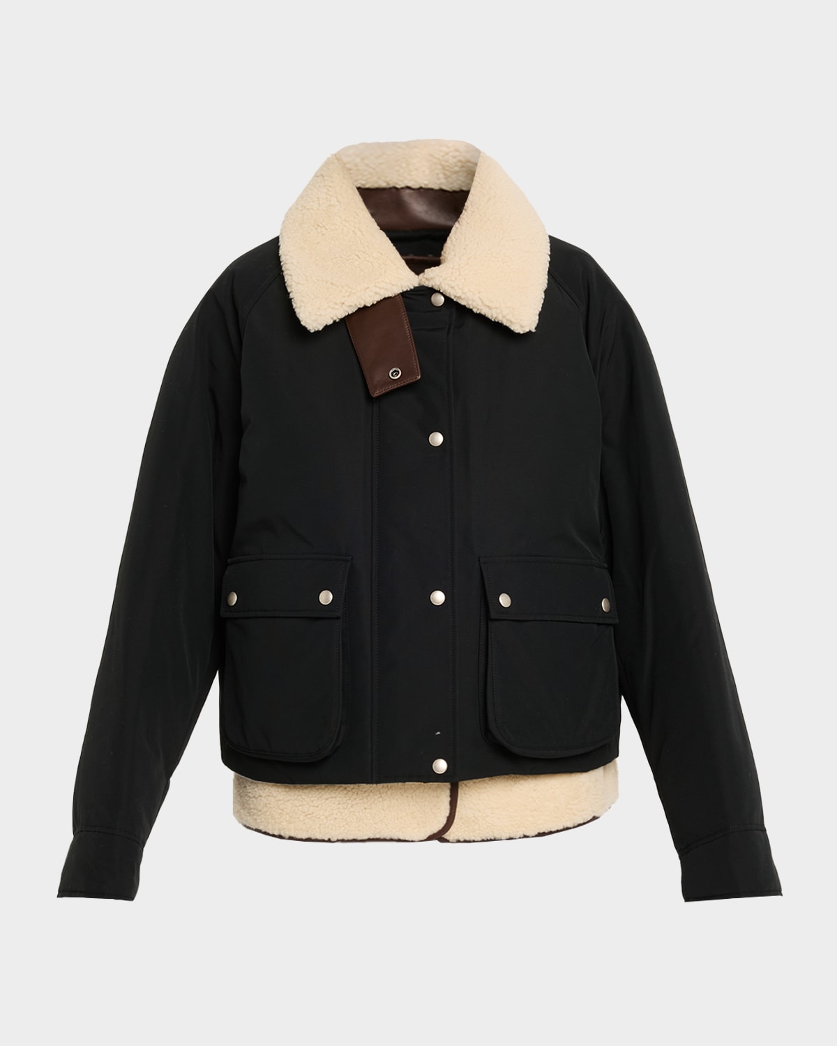 Loewe Puffer Jacket With Removable Lamb Shearling Vest In Black