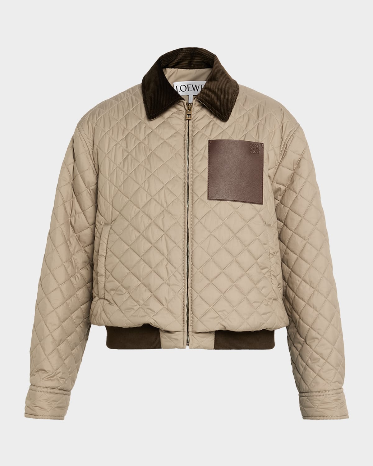 Loewe Corduroy-collar Quilted Barn Jacket In Gray